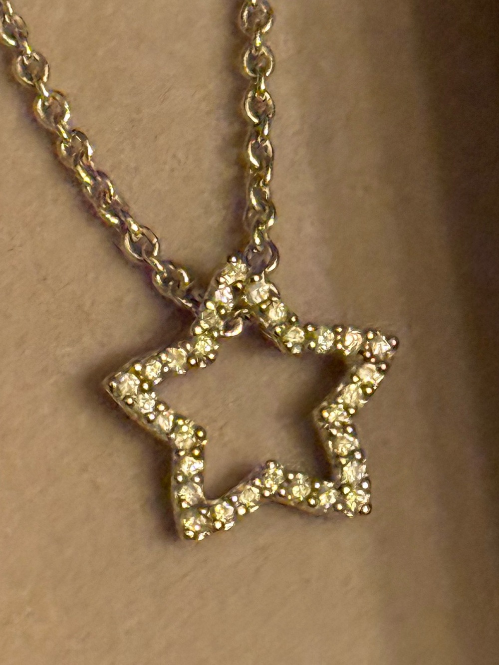 Diamond Star Pendant Necklace - 18K White Gold